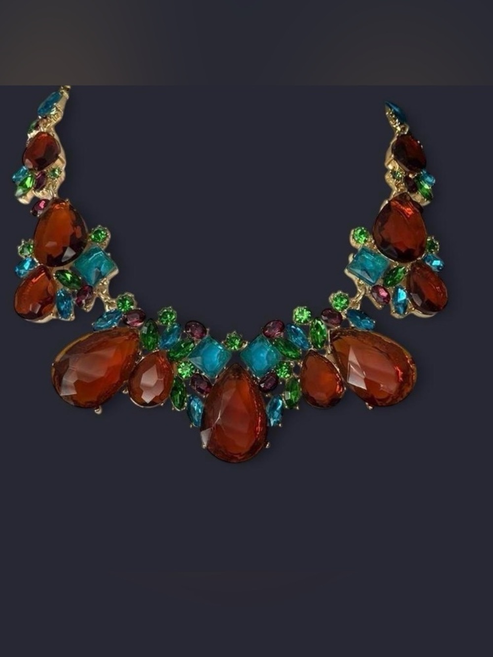 Old Hollywood,Glam vibes,Multicolor Gemstone Necklace costume jewelry. Dynamic